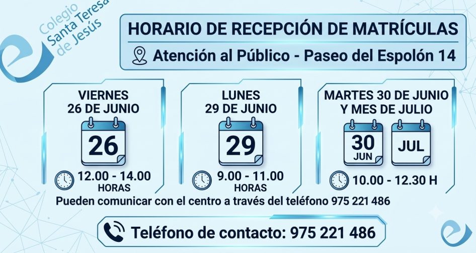 HORARIO DE RECEPCIÓN DE MATRÍCULAS